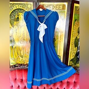 Vintage Oops California - Sheer Blue Sailor Dress - 70’s 80’s - Fits size 6/8